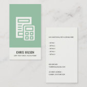 ミントグリーン計算機モダンアイコン会計税 名刺 (正面/裏面)