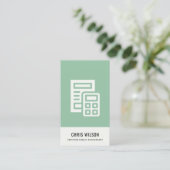 ミントグリーン計算機モダンアイコン会計税 名刺 (スタンド正面)