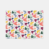 ミントグリーン赤面ピンクブルーハートアートパターン フリースブランケット (正面(横))