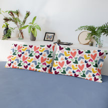 ミントグリーン赤面ピンクブルーハートアートパターン