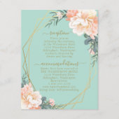 ミントグリーン赤面ピーチフローラ金ゴールド結婚ズ詳細 エンクロージャーカード (正面)