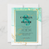ミントグリーン金ゴールドアルコールインク結婚抽象芸術 (正面)