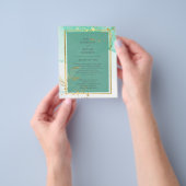 ミントグリーン金ゴールドアルコールインク結婚抽象芸術 チラシ (手)