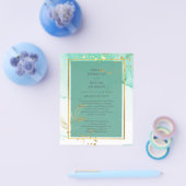 ミントグリーン金ゴールドアルコールインク結婚抽象芸術 チラシ (シングル)