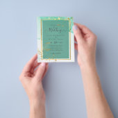 ミントグリーン金ゴールドアルコールインク結婚抽象芸術 チラシ (手)