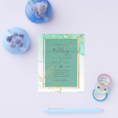 ミントグリーン金ゴールドアルコールインク結婚抽象芸術 チラシ (シングル)