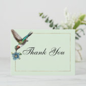 ミントグリーン金ゴールドカラフルハミングバードありがとう 招待状 (スタンド正面)