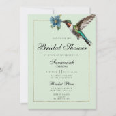 ミントグリーン金ゴールドカラフルハミングバードブライダルシャワー 招待状 (正面)