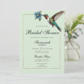 ミントグリーン金ゴールドカラフルハミングバードブライダルシャワー 招待状 (スタンド正面)