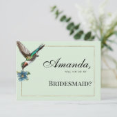 ミントグリーン金ゴールドカラフルハミングバードブライドメイド 招待状 (スタンド正面)