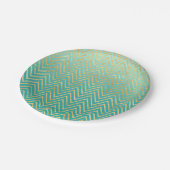 ミントグリーン金ゴールドグラムシェブロングラデーション ペーパープレート (アングル)