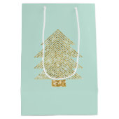 ミントグリーン金ゴールドグリッタークリスマスツリー ミディアムペーパーバッグ (裏面)