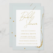 ミントグリーン金ゴールドグリッターブライダルシャワー招待 招待状 (正面/裏面)