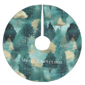 ミントグリーン金ゴールドツリークリスマス ブラッシュドポリエステルツリースカート (正面)