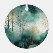 ミントグリーン金ゴールドツリークリスマス メタルオーナメント (裏面)