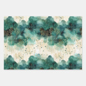 ミントグリーン金ゴールドツリークリスマス ラッピングペーパーシート (正面3)