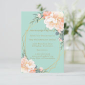 ミントグリーン金ゴールドピーチ結婚フローラズアコモデーション エンクロージャーカード (スタンド正面)