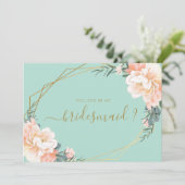 ミントグリーン金ゴールドフローラは私の花嫁のメイドになる 招待状 (スタンド正面)
