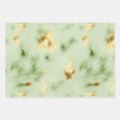 ミントグリーン金ゴールドホワイトコウィド ラッピングペーパーシート (正面2)