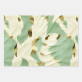 ミントグリーン金ゴールドホワイトコウィド ラッピングペーパーシート