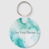 ミントグリーン金ゴールドホワイトマーブル キーホルダー (正面)