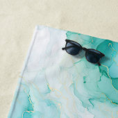 ミントグリーン金ゴールドホワイトマーブル ビーチタオル (インサイチュ)