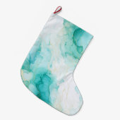 ミントグリーン金ゴールドホワイトマーブル ラージクリスマスストッキング (正面 (吊り時))