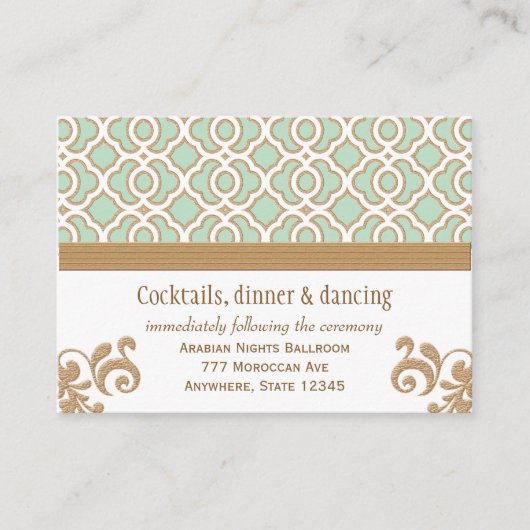 ミントグリーン金ゴールドモロッコ披露宴エンクロージャカード エンクロージャーカード (正面)