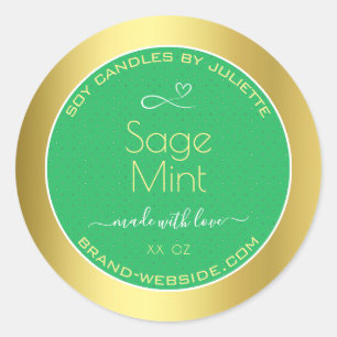 ミントグリーン金ゴールド効果製品の包装ラベル ラウンドシール