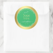 ミントグリーン金ゴールド効果製品の包装ラベル ラウンドシール (バッグ)