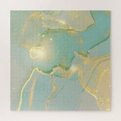 ミントグリーン金ゴールド大理石：テクスチャ ジグソーパズル (横)