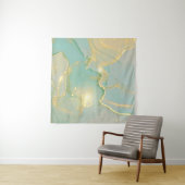 ミントグリーン金ゴールド大理石：テクスチャ タペストリー (インサイチュ)