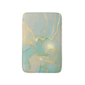 ミントグリーン金ゴールド大理石：テクスチャ バスマット (正面縦)