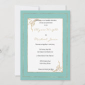 ミントグリーン金ゴールド幾何学的グラムボウ結婚ズ 招待状 (正面)