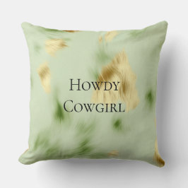 ミントグリーン金ゴールド牛革 クッション