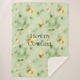 ミントグリーン金ゴールド牛革 シェルパブランケット