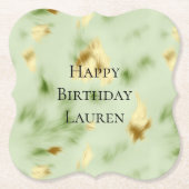 ミントグリーン金ゴールド牛革 ペーパーコースター (正面)