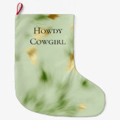 ミントグリーン金ゴールド牛革 ラージクリスマスストッキング (正面)