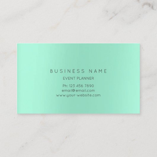 ミントグリーン金ゴールド花植物金属ミニマル1 名刺 (裏面)