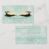 ミントグリーン金ゴールド赤面ラッシュメイクアップグリッター美しい 予約カード (正面/裏面)