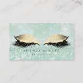 ミントグリーン金ゴールド赤面ラッシュメイクアップグリッター美しい 予約カード (正面)