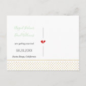 ミントグリーン離れ熱帯結婚式日付を保存 案内ポストカード (裏面)