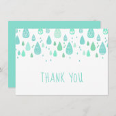 ミントグリーン雨粒ありがとう サンキューカード (正面/裏面)