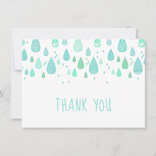 ミントグリーン雨粒ありがとう サンキューカード (正面)