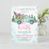 ミントグリーン雪になるおもしろい誕生日 招待状 (スタンド正面)