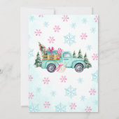 ミントグリーン雪になるおもしろい誕生日 招待状 (裏面)