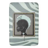 ミントグリーン、クリームと黒ゼブラ印刷 バスマット (正面縦)