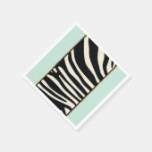 ミントグリーン、クリーム、黒ゼブラ印刷 スタンダードカクテルナプキン (角)