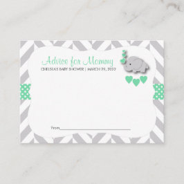 ミントグリーン&グレーエレファントベビーシャワーSM -アドバイス 予約カード