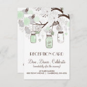 ミントグリーン&グレーフローラメイスンジャース披露宴カード エンクロージャーカード (正面/裏面)